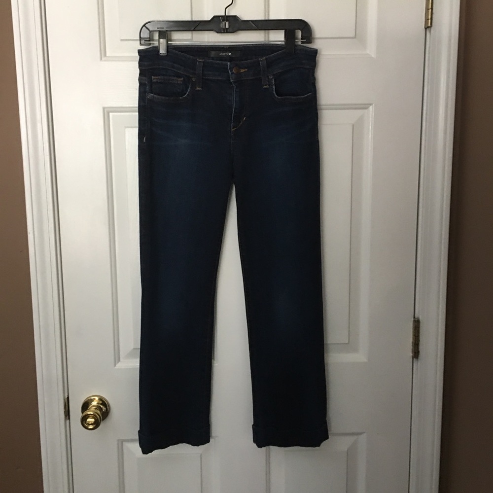 Joe's Jeans Womens 28 Blue Dark Wash Cuffed Mid Rise Professionally Chopped